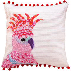 Pink Cockatoo Needlepoint Cushion Kit